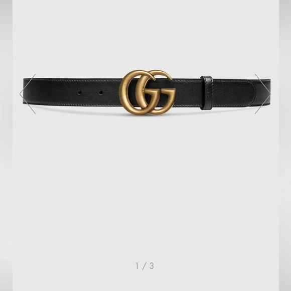 Gucci-LEATHER BELT WITH DOUBLE G BUCKLE